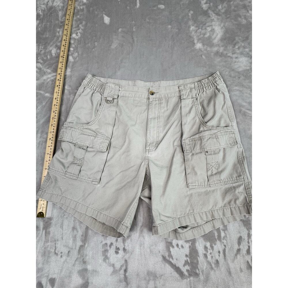Hook & Tackle Beer Can Island Shorts Khaki‎ Sz 40 Fishing Beach Boat Beige